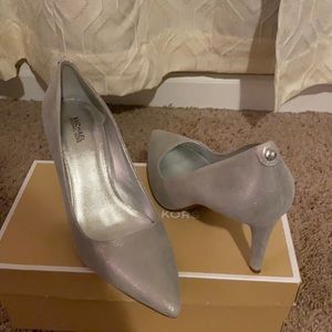 New metallic silver heels